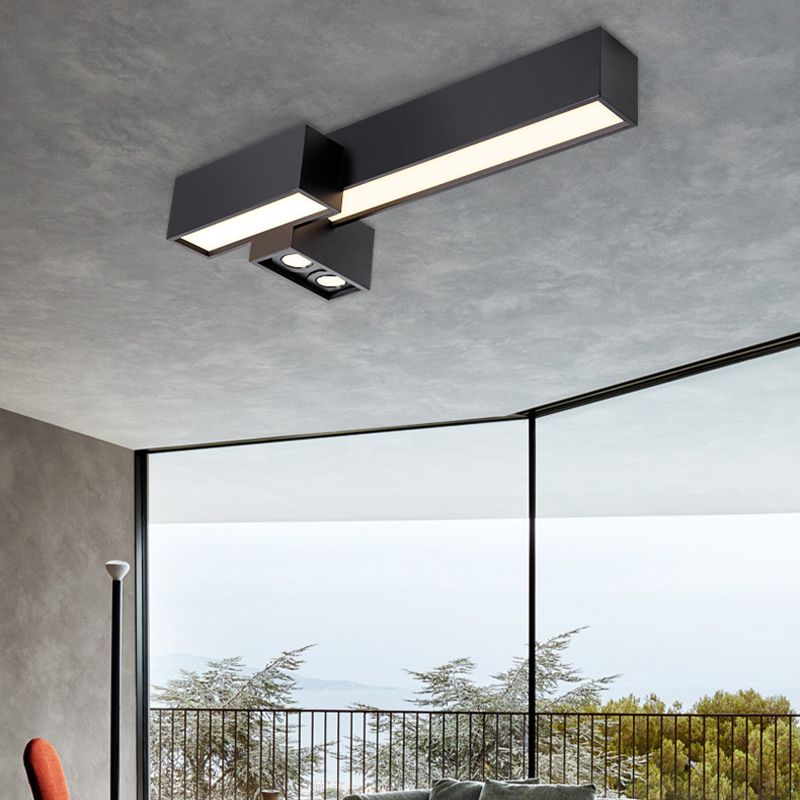 Modern Style Flush Mount Ceiling Light Fixture with Iron Art for Living Room