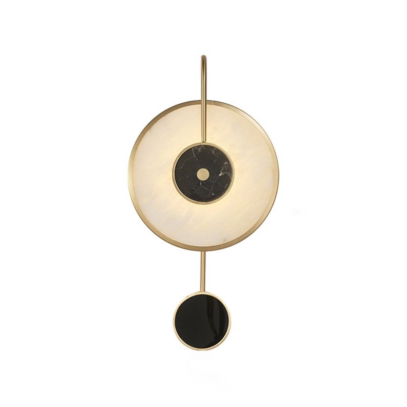 Contemporary Stone Wall Lighting 1-Light Circle Sconce Light for Living Room