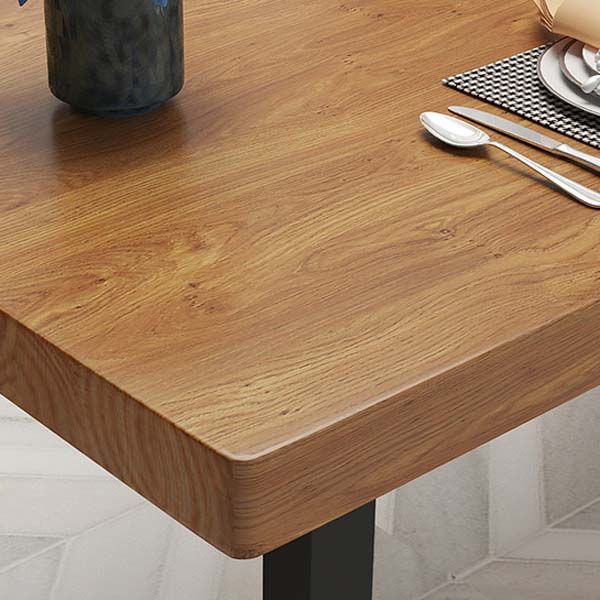 Brown Dinette Table with Metal Frame Industrial Solid Wood Top Dining Table