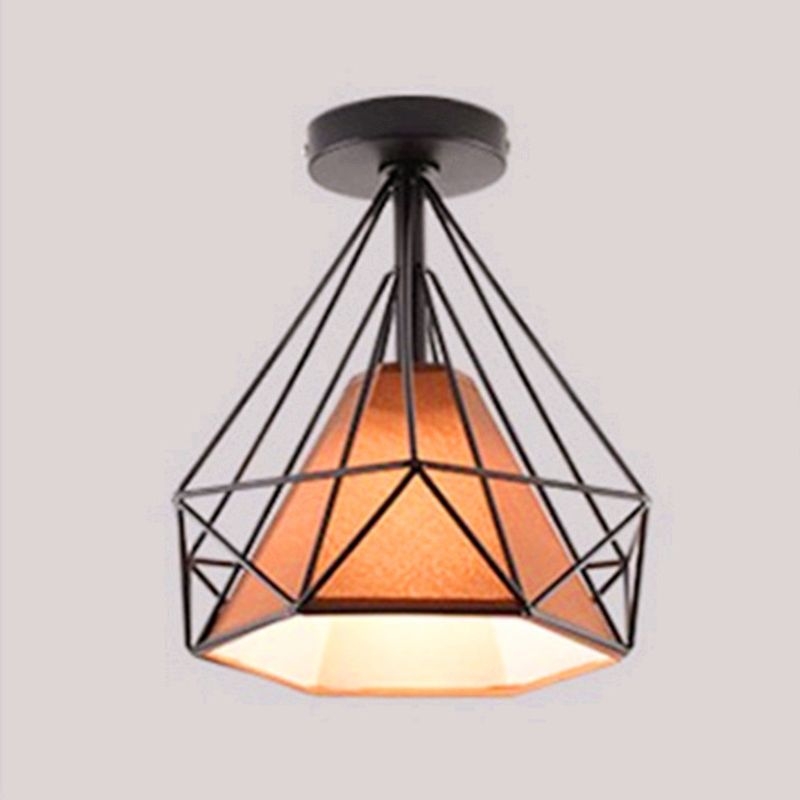 Cage Metal Ceiling Mount Light Fixture Industrial 1 Light Ceiling Lighting
