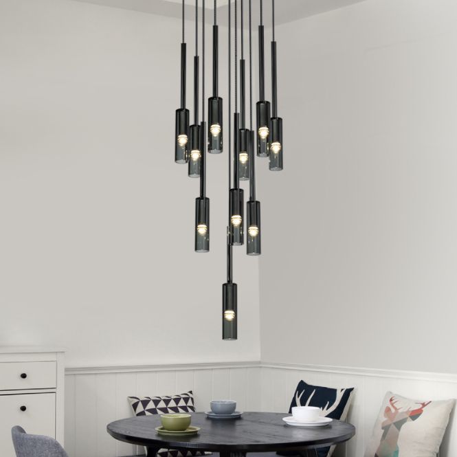 Black Minimaliste à 1 lumière LED Down Lighting Crystal suspendu Pendant Light pour la chambre