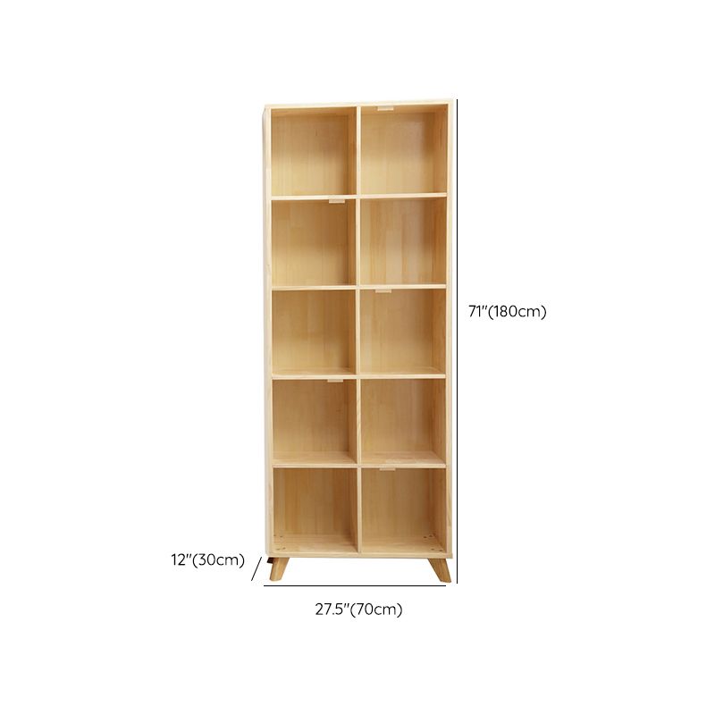 Wooden Closed Back Bookcase Standard Natural Bookshelf with Shelves