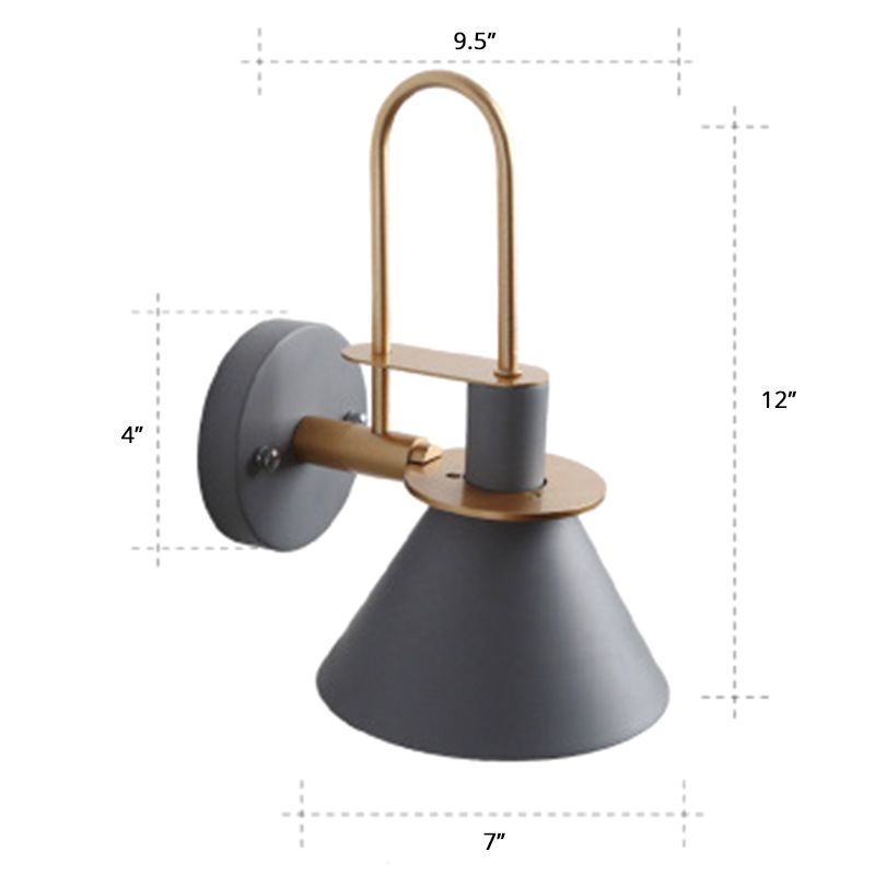 Macaron 1-Head Wall Light Bugle Shaped Wall Mount Lamp with Metal Shade for Bedroom