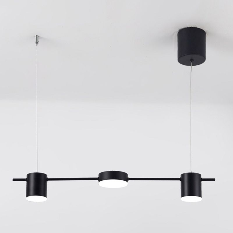 Nordic Metal Island Light Black Cylinder Multi Light Island Colgante para comedor