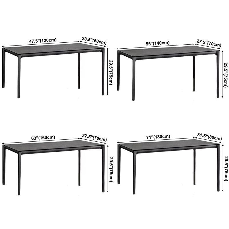 Industrial Black Solid Wood Dining Table Rectangle Shape Dining Table for Kitchen