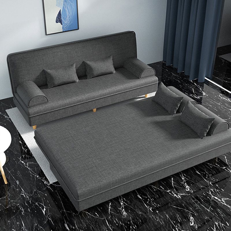 Modern Cotton-Blend/Faux Leather Convertible Sofa 33"H Armless Sofa for Living Room