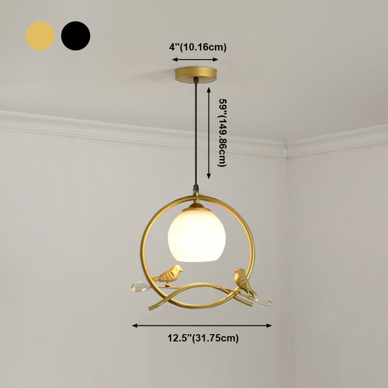 Sphère contemporaine luminaire luminaire 1 les lampes de montage à chasse d'eau légère avec oiseaux