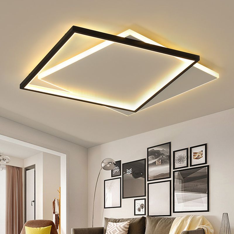 Ultra-thin Flush Mount Lighting Simplicity Metal Black-White LED Ceiling Lamp for Living Room