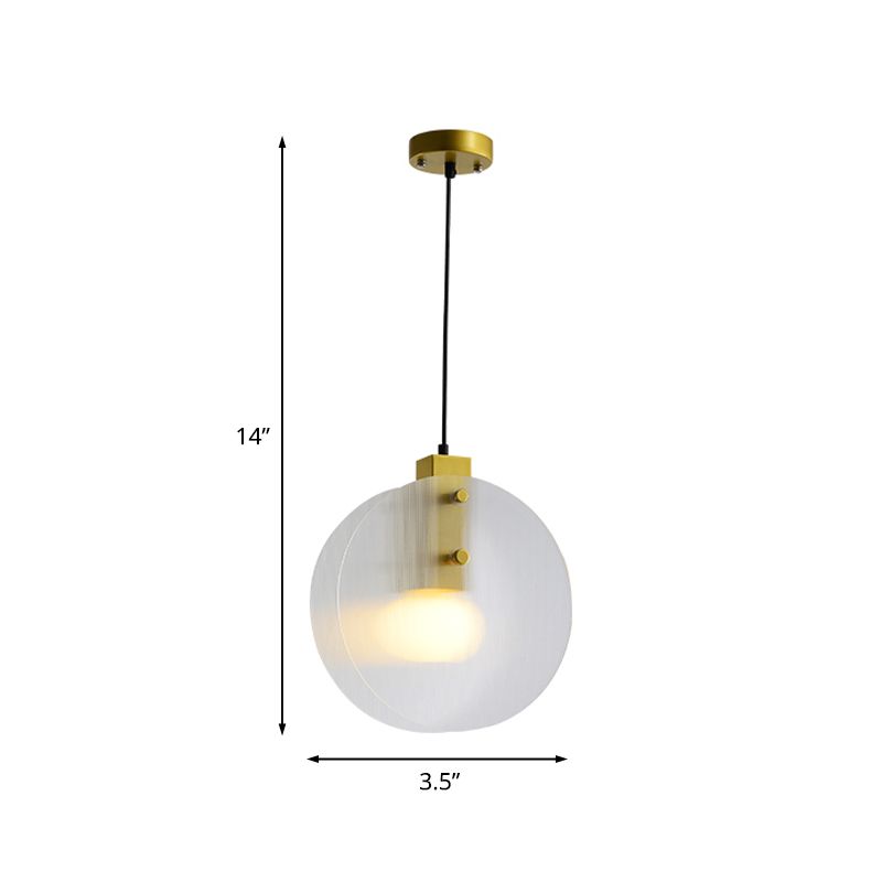 Dual Disc Bedroom Hanging Light White Textured Glass 1 Bulb Post Modern Pendant Lamp Fixture