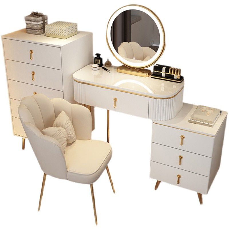 Wooden Makeup Counter Adjustable Mirror Vanity Dressing Table with Drawer
