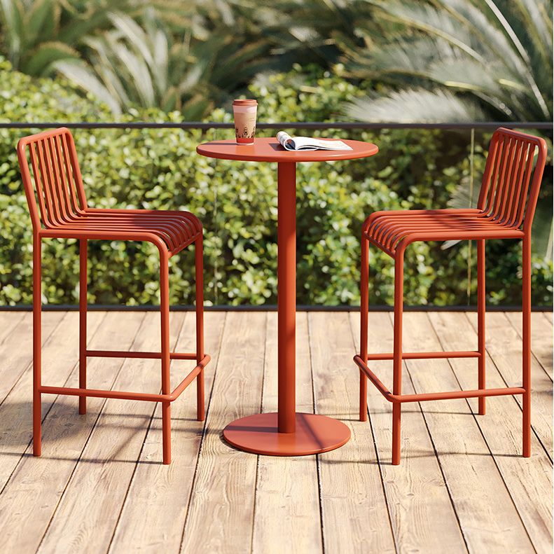 Modern Metal Round Dining Table Set 1/3/4 Pieces Counter Table Set for Outside