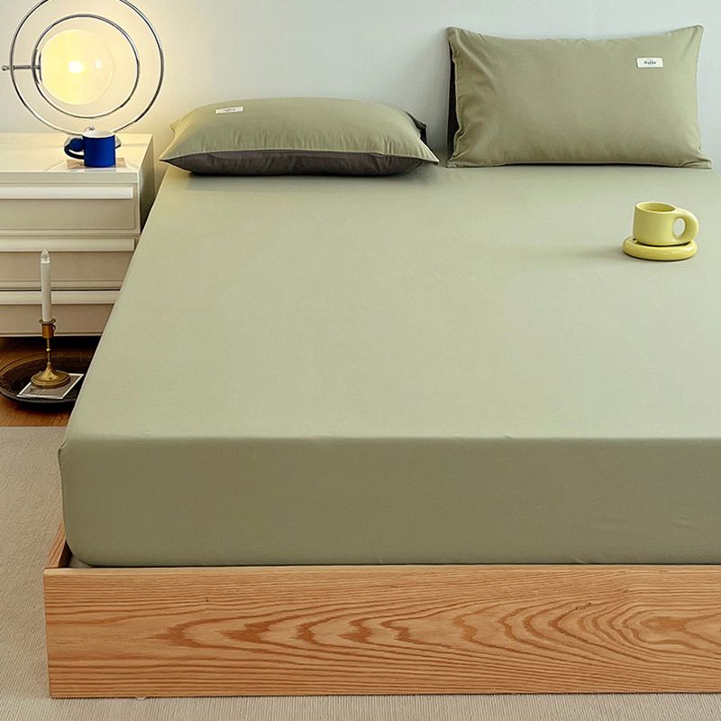 Cotton Fitted Sheet Twill Solid Color Fade Resistant Soft Breathable
