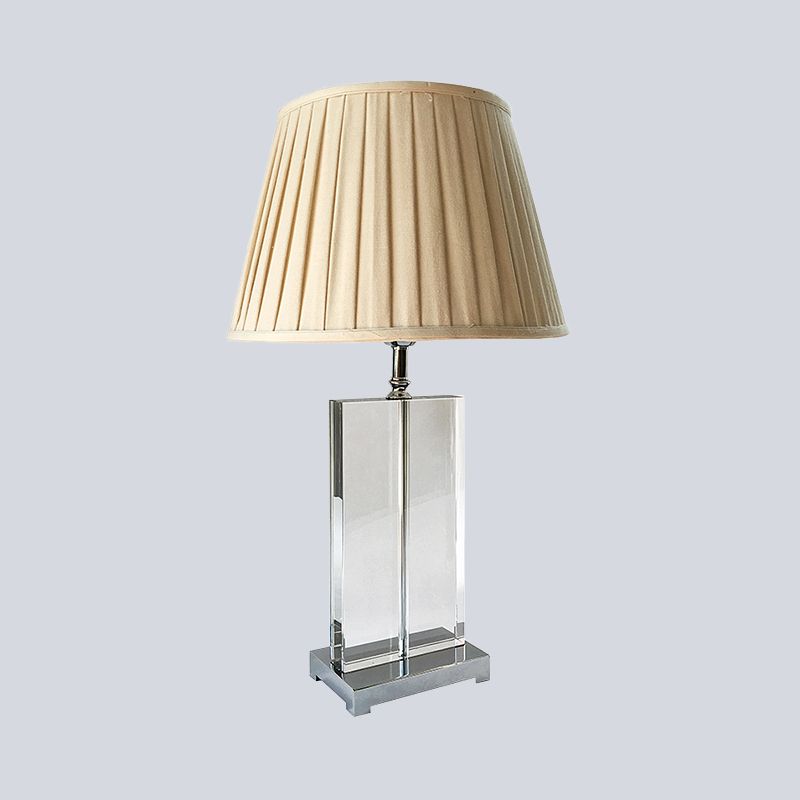 1 Kopf rechteckige Nachttischlampe zeitgenössische handgeschnittene Kristalllesen in Beige