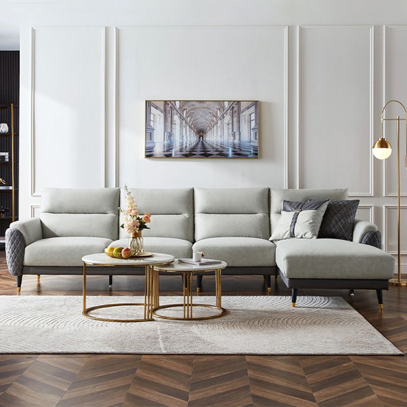 Faux Leather Modern Sectional Sofa, Pillow Top Arm Sectional couch