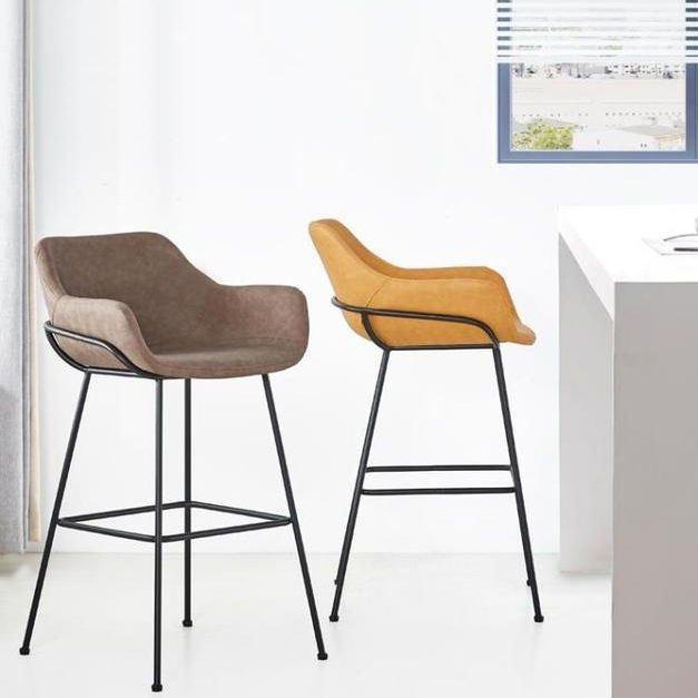 Scandinavian Faux Leather Upholstered Counter Stool with 4 Legs in Matte Finish for Home