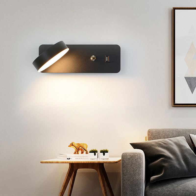 Rotatable Touch Dimming Wall Lamp Nordic Bedside LED Reading Wall Light with USB Port