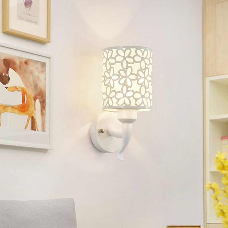 Modernist Wall Sconce Cylinder Metal Sconce Lighting in White for Bedroom