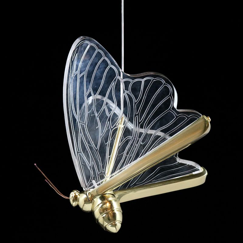 Moderne LED hanger Gold Finish Butterfly Suspension Lighting met acrylschaduw voor trappen