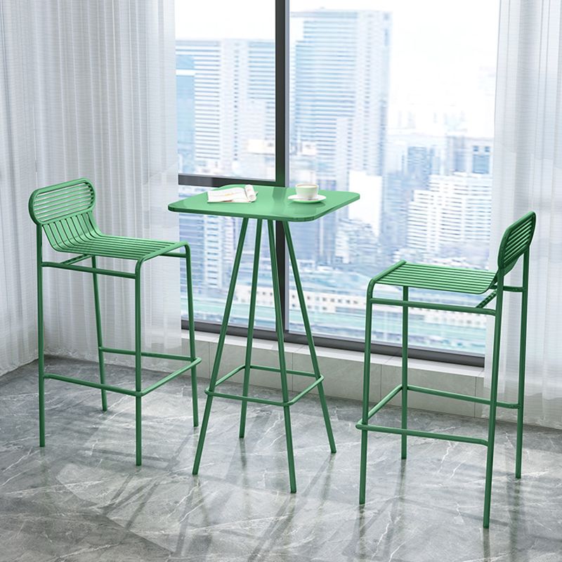 Modern Outdoor Counter Stool Rectangle Iron Footrest Counter Bar Stool