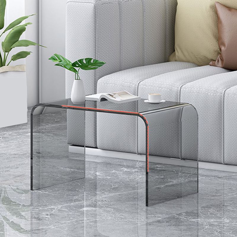 Acrylic Sofa Side Accent Table C-Shape Contemporary Corner Table for Living Room