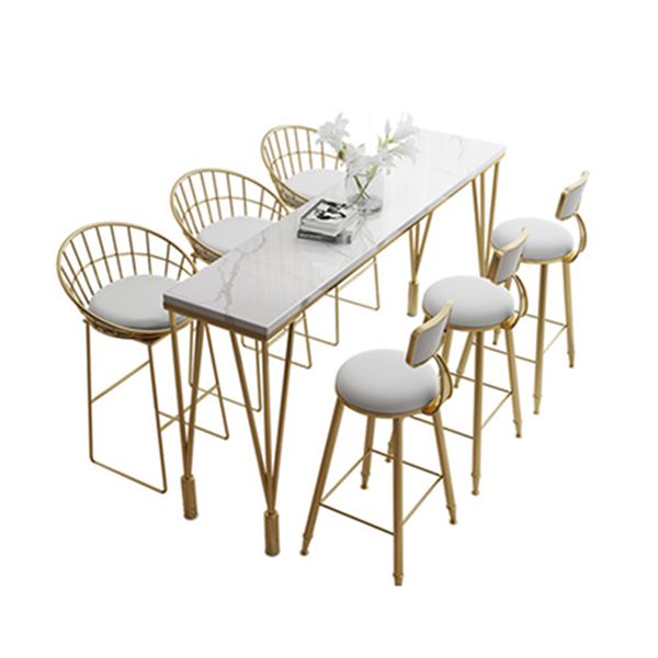 Modern Bistro Table with Metal Legs White Marble Top Bar Table