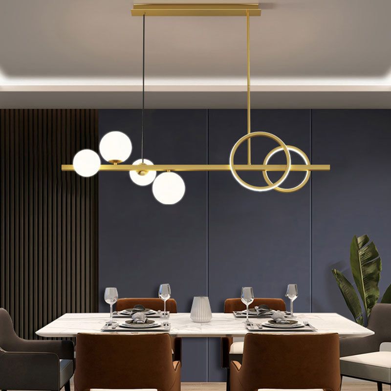 Moderne Geometry Island Leuchten mehrköpfige Restaurant-Hängelampe mit Glasschatten