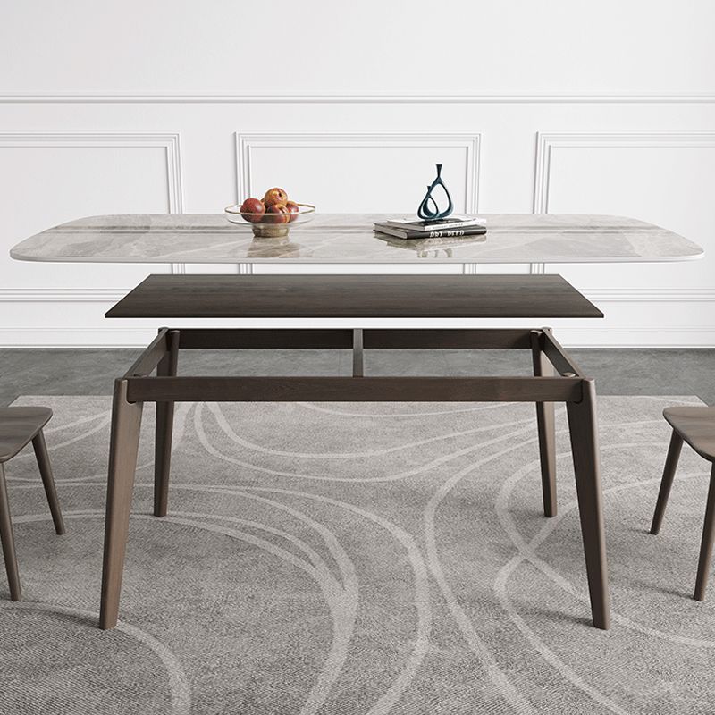 Mid-Century Modern Dining Table Rectangle Dining Table with 4 Legs