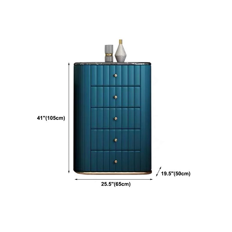 Glam Stone Bedroom Storage Chest Vertical Chest in Blue with Drawers