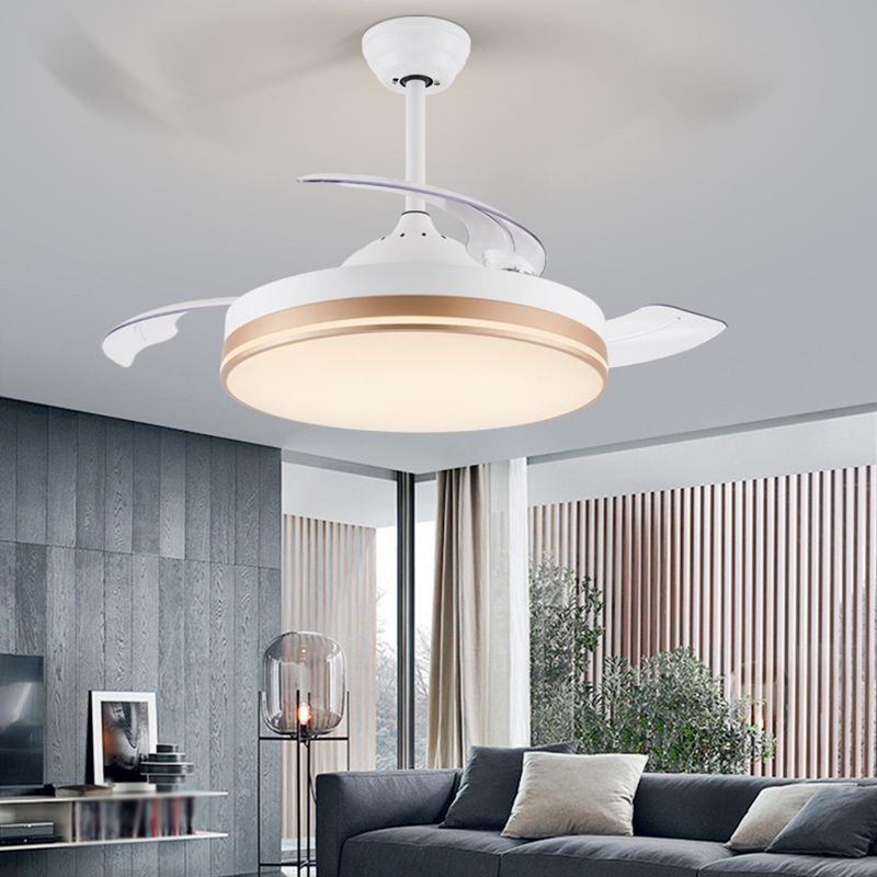 Modernism Interior LED Fan Light White Retractable Fan Blades Ceiling Fan