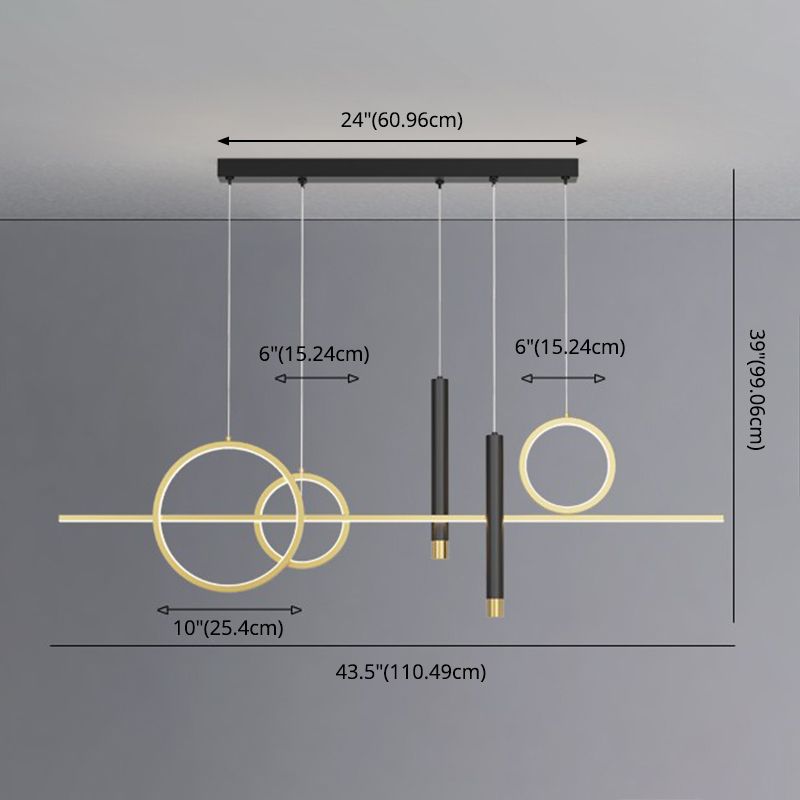 Black New Modern Island Chandelier Linear Aluminum Chandelier Lighting Fixture for Dining Room