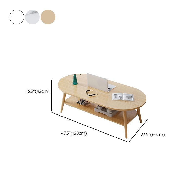 Modern 16.53" Tall R Wooden Coffee Table 4 Legs Cocktail Table with Shelf