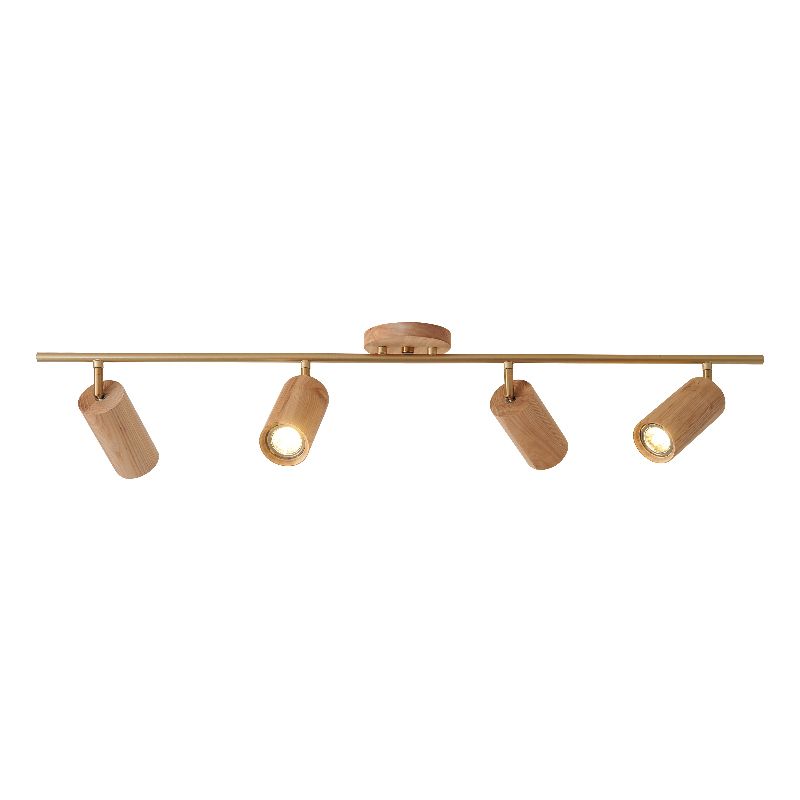 Modernism Ceiling Track Light Wood and Iron Multi - Head Ceiling Semi Flush