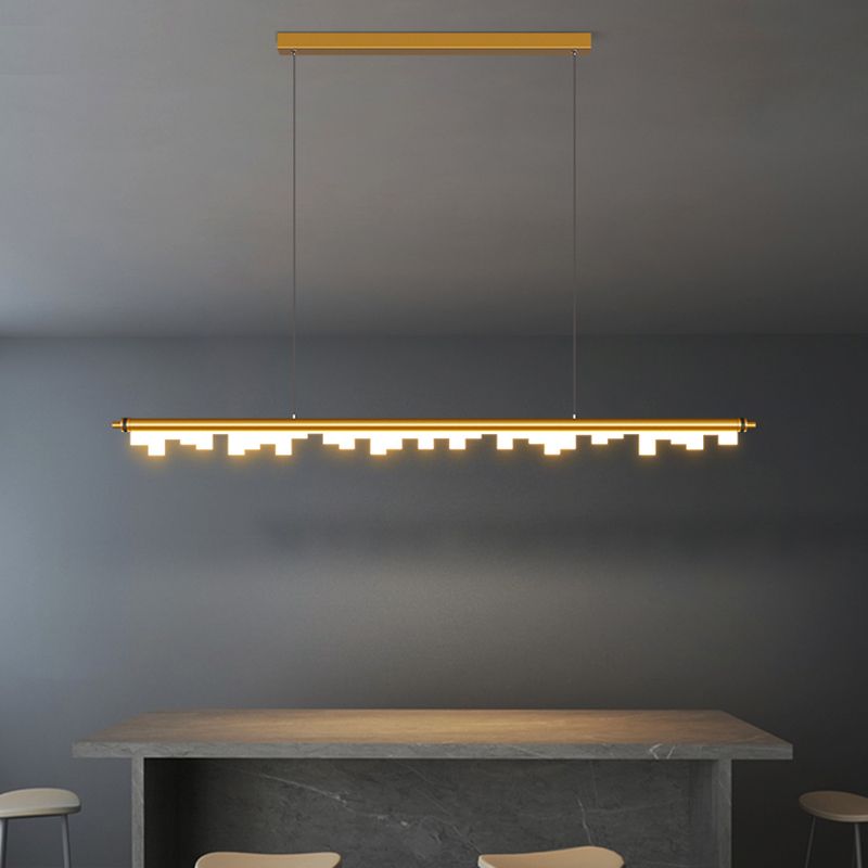 1-Light Linear Island Lights Contemporary Metal Island Ceiling Light