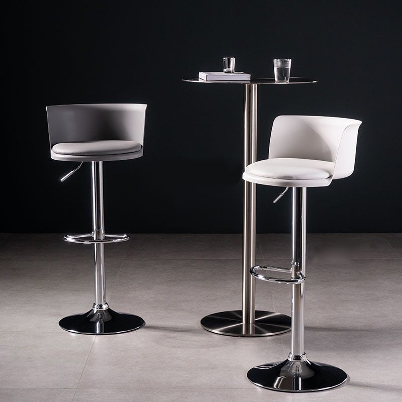 Scandinavian Adjustable Height Barstool Faux Leather Swivel Bar Stools