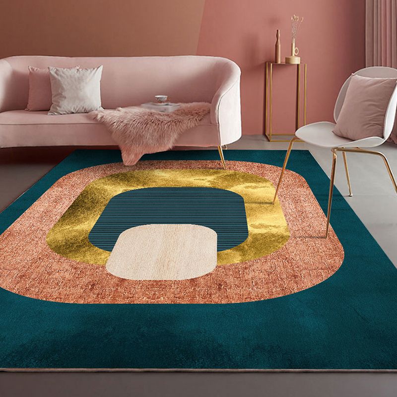 Atrovirens Pattern Rug Polyester Modern Rug Non-Slip Backing Rug for Living Room
