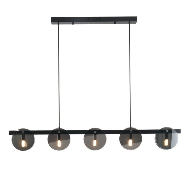 Modern Luxury Pendant Light Metal Circular Island Light with Glass Shade