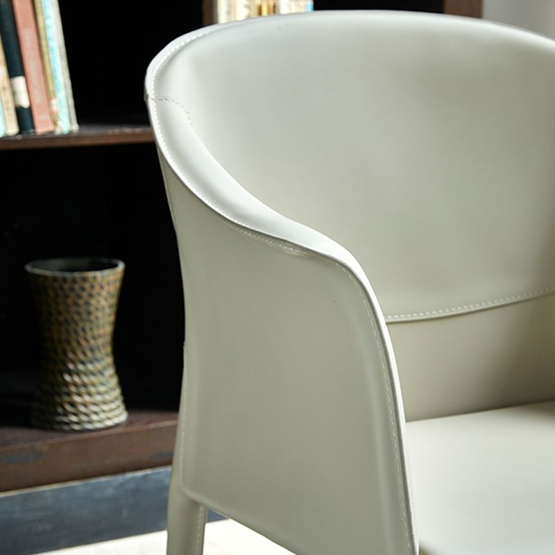 Minimalist Kitchen Dining Arm Chair Solid Back PU Leather Dining Arm Chair