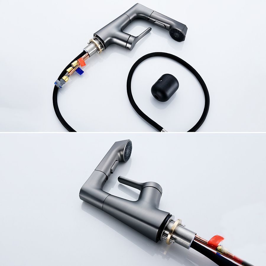 Contemporary Sink Faucet Plian Low Arc Brass Centerset Lavatory Faucet