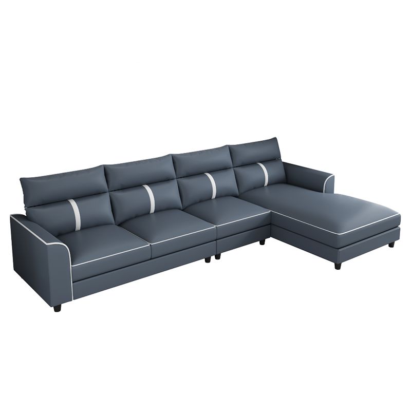 Blue Modern Faux Leather Sectional/Sofa for Living Room, Stain-Resistant