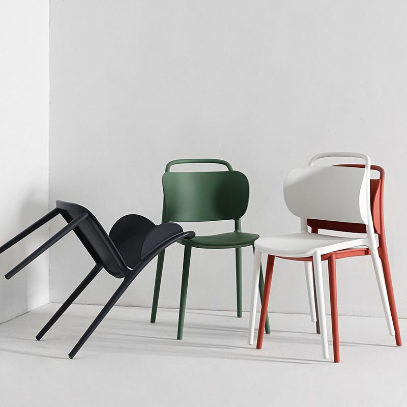 Sillas de comedor de plástico contemporáneas, silla sin brazos con respaldo abierto (juego de 2)