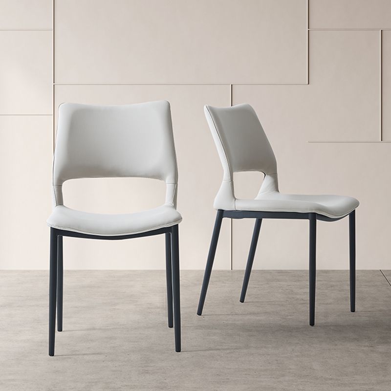 Minimalist Open Back Dining Side Chairs Leather Dining Side Chair for Home