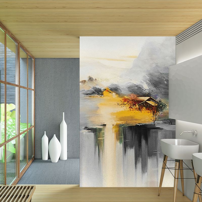 Illustration Hand Printed Wall Mural Extra Large Wall Covering for Living Room, Personalised Size