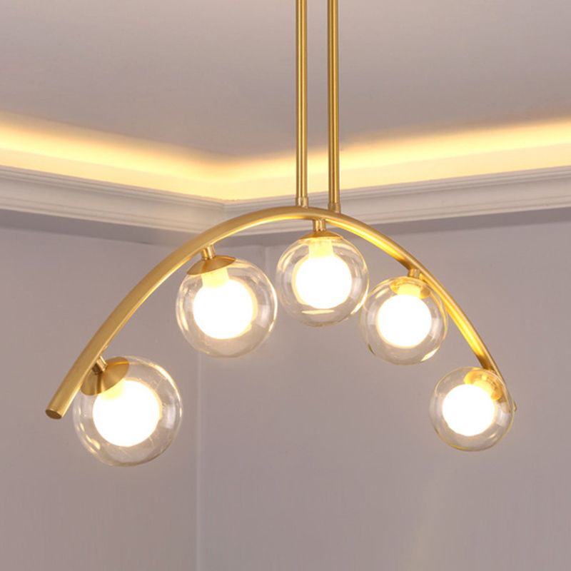 Modern Style Global Shape Island Lights Glass 3/7/9 Lights Pendant Light in Gold