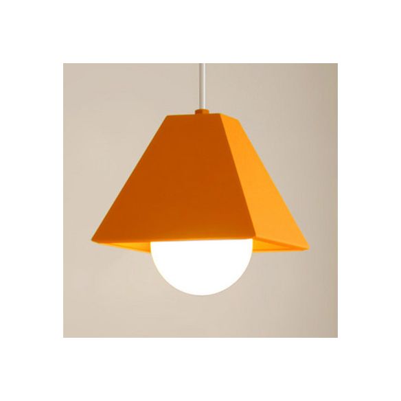 Accesorio de techo de sombra de pirámide naranja/verde Metálico 1 Bulbo de dormitorio Bulbo Iluminación colgante
