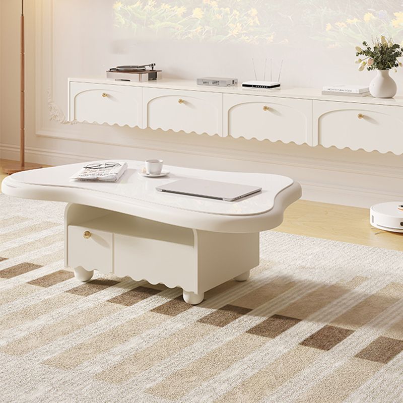 Slate Coffee Cocktail Table with Storage Drawers White Block Contemporary
