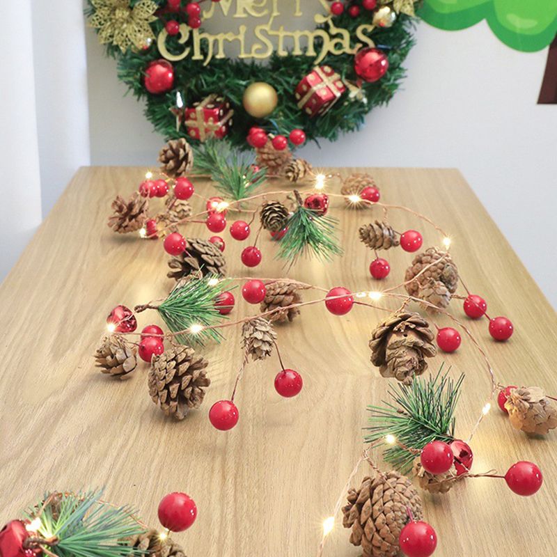 Plastic Pinecone String Light Set Nordic LED Battery Operated Festive Light for Bedroom