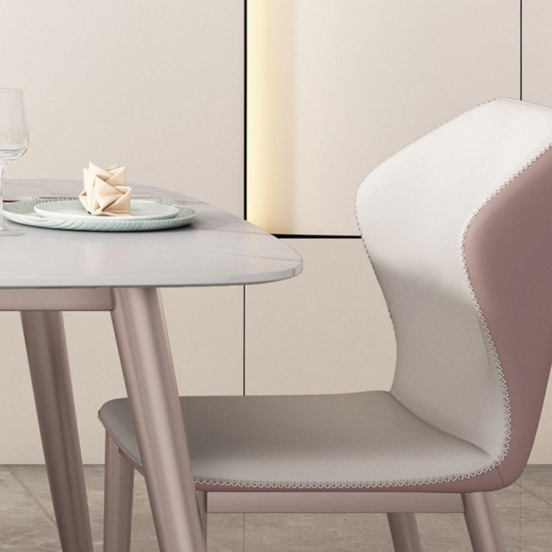 Purple 4-foot Metal Table Modern Stone Top Rectangle Fixed Table