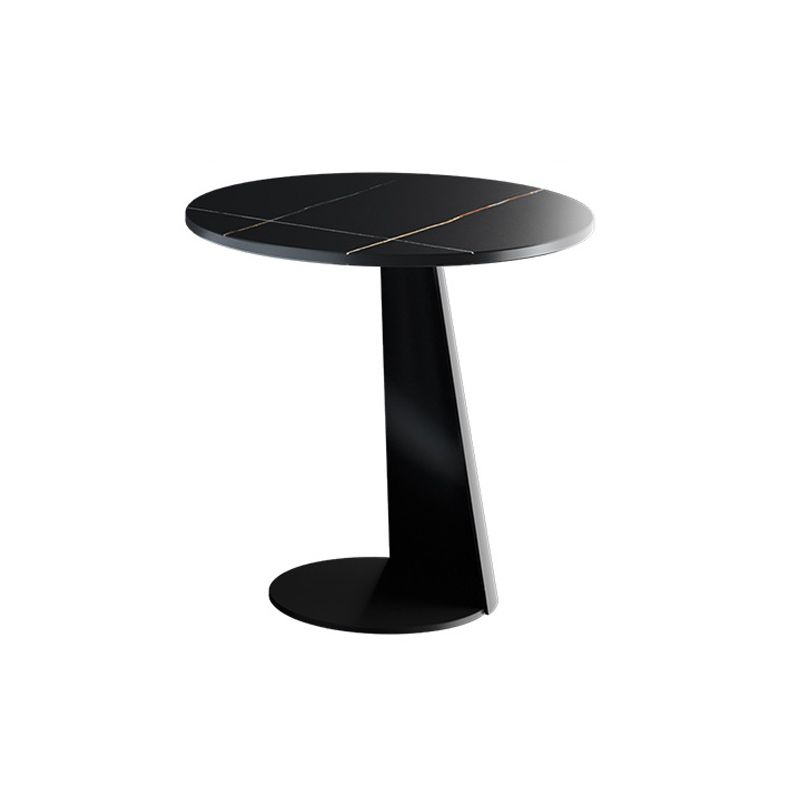 Abstract Base Design Round Slate Table Board Glam Style Metal Leg Coffee Table