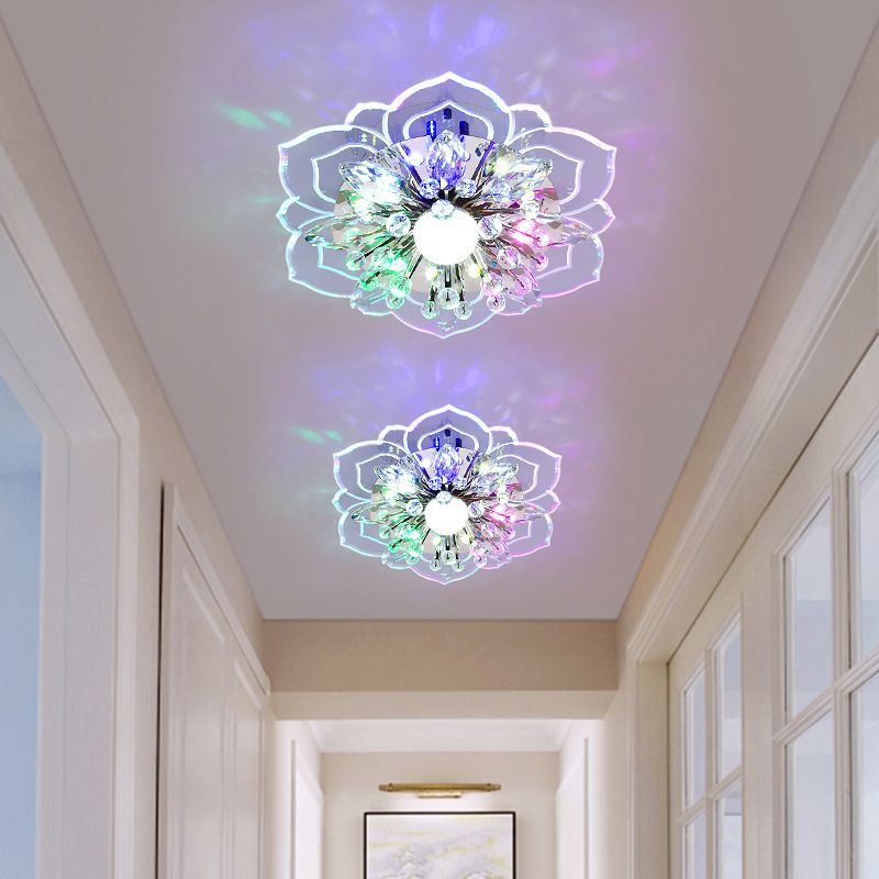 Modern Flower Ceiling Mount Light Fixture Crystal Ceiling Lights