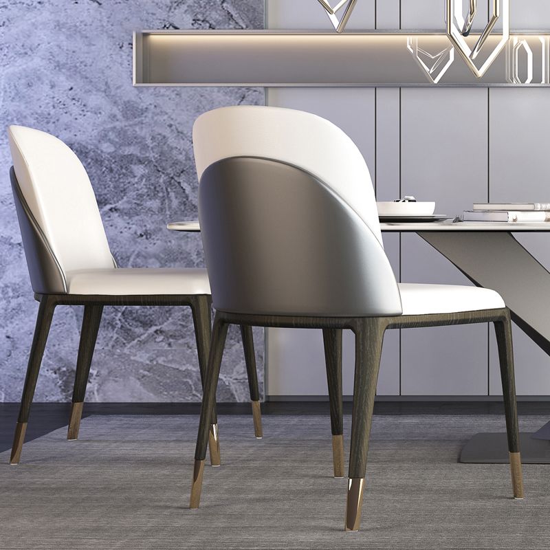 Armless Dining Chairs Modern Faux Leather Side Chairs for Home